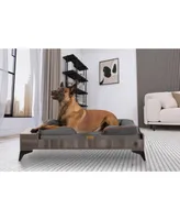TailZzz Wyatt Wooden Pet Bed with Mattress | Large to Extra Large Pet Bed with Mattress | Elevated Pet Bed | Wooden Pet Bed with Storage | Greenguard
