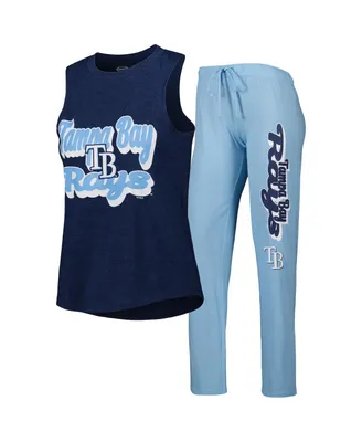 Women's Concepts Sport Light Blue, Navy Tampa Bay Rays Wordmark Meter Muscle Tank Top and Pants Sleep Set