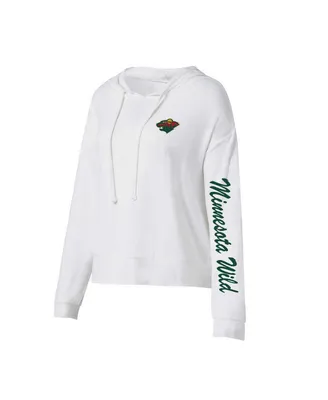 Women's Concepts Sport White Minnesota Wild Accord Hacci Long Sleeve Hoodie T-shirt