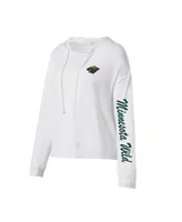 Women's Concepts Sport White Minnesota Wild Accord Hacci Long Sleeve Hoodie T-shirt