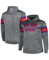 Men's Heather Charcoal New York Rangers Big and Tall Stripe Pullover Hoodie