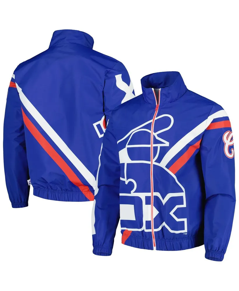 Men's Mitchell & Ness Royal Chicago White Sox Exploded Logo Warm Up Full-Zip Jacket