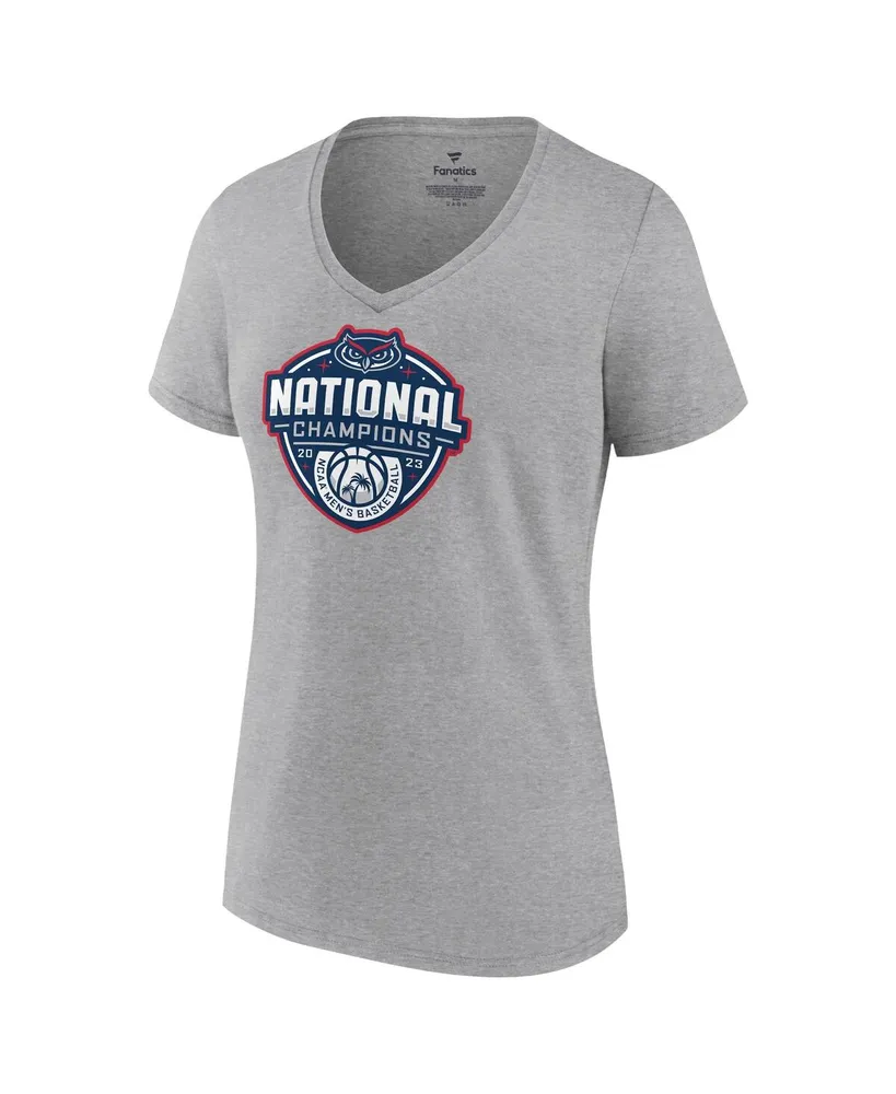 Women's Fanatics Gray UConn Huskies 2023 Ncaa Men's Basketball National Champions Logo V-Neck T-shirt