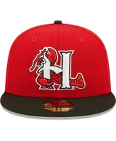 Men's New Era Red Hickory Crawdads Authentic Collection Team Home 59FIFTY Fitted Hat