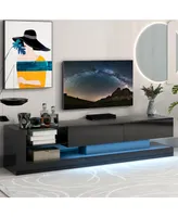 Simplie Fun Tv Stand With Two Media Storage Cabinets Modern High Gloss Entertainment Center