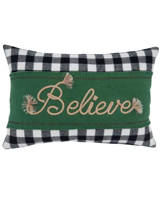 Saro Lifestyle Believe Buffalo Plaid Decorative Pillow, 12" x 18"