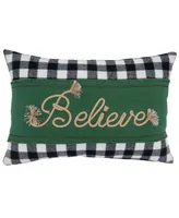 Saro Lifestyle Believe Buffalo Plaid Decorative Pillow, 12" x 18"