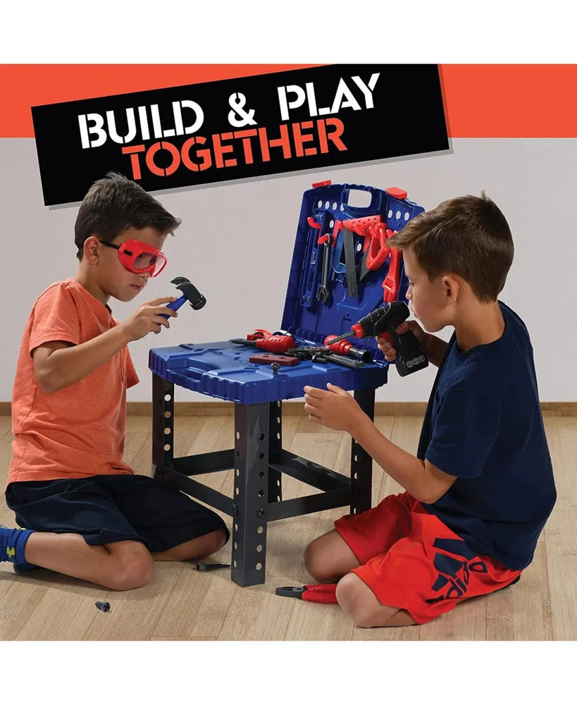 Kids Tool Workbench 76 Piece Set - Kids Tool Set with Electronic Play Drill - Stem Educational Pretend Play Construction Workshop Tool Bench