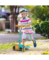 Costway Folding Adjustable Kids Toy Scooter W/Led Flashing Wheels Horn 4 Emoji Covers