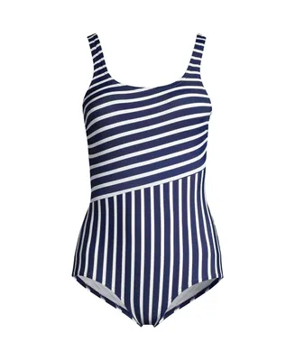 Lands' End Plus Long Chlorine Resistant Soft Cup Tugless Sporty One Piece Swimsuit