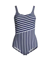 Lands' End Women's Long Chlorine Resistant Soft Cup Tugless Sporty One Piece Swimsuit