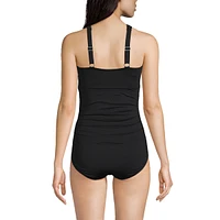 Lands' End Women's High Neck to One Shoulder Multi Way Piece Swimsuit