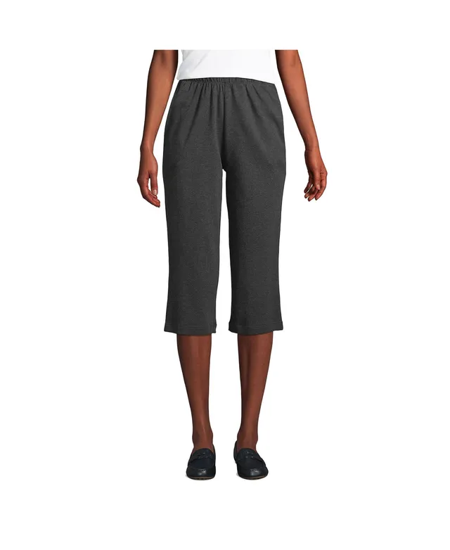 Lands' End Women's Plus Size Sport Knit High Rise Elastic Waist Pull On  Capri Pants - 2x - Black