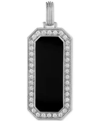 Esquire Men's Jewelry Black Ceramic & Cubic Zirconia Pendant in Sterling Silver, Created for Macy's