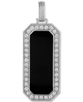 Esquire Men's Jewelry Black Ceramic & Cubic Zirconia Pendant in Sterling Silver, Created for Macy's