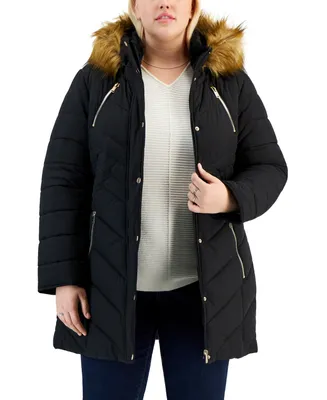 Maralyn & Me Trendy Plus Faux-Fur-Trim Hooded Puffer Coat, Created for Macy's