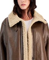 Maralyn & Me Juniors' Faux-Shearling Moto Jacket