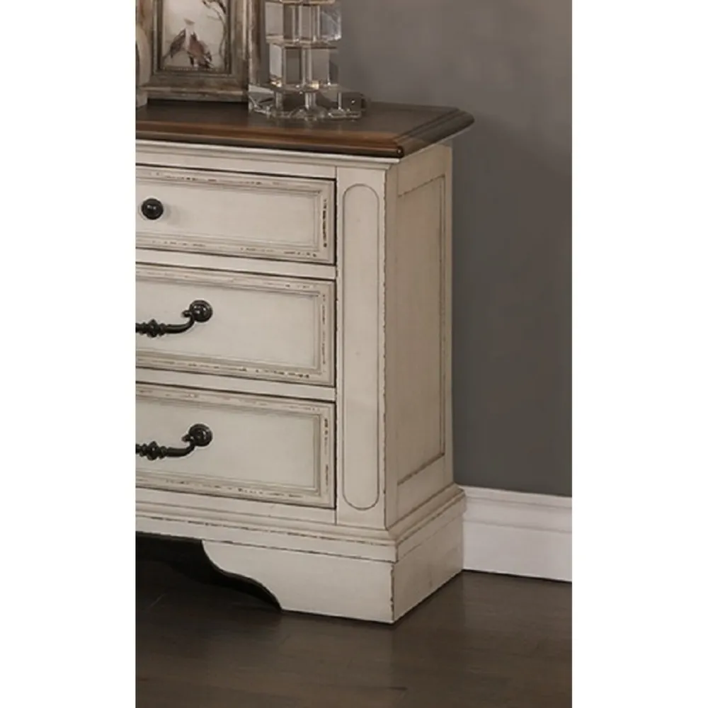 Simplie Fun New Traditional Look Wooden Nightstand Drawers Bedside Table Polished Finish