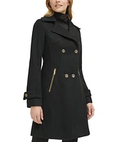 Guess Women's Petite Notched-Collar Double-Breasted Cutaway Coat