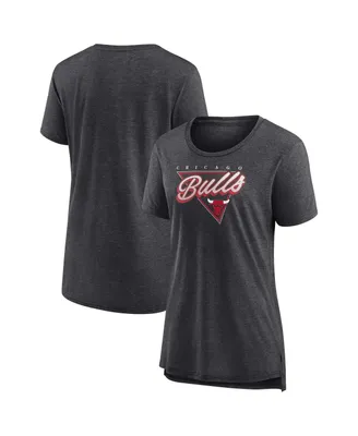 Women's Fanatics Heathered Charcoal Chicago Bulls True Classics Tri-Blend T-shirt