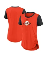 Women's Nike Orange San Francisco Giants Hipster Swoosh Cinched Tri-Blend Performance Fashion T-shirt