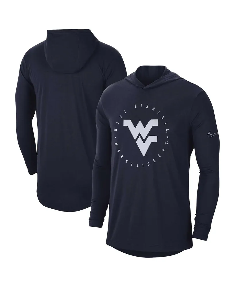 Men's Nike Navy West Virginia Mountaineers Campus Tri-Blend Performance Long Sleeve Hooded T-shirt