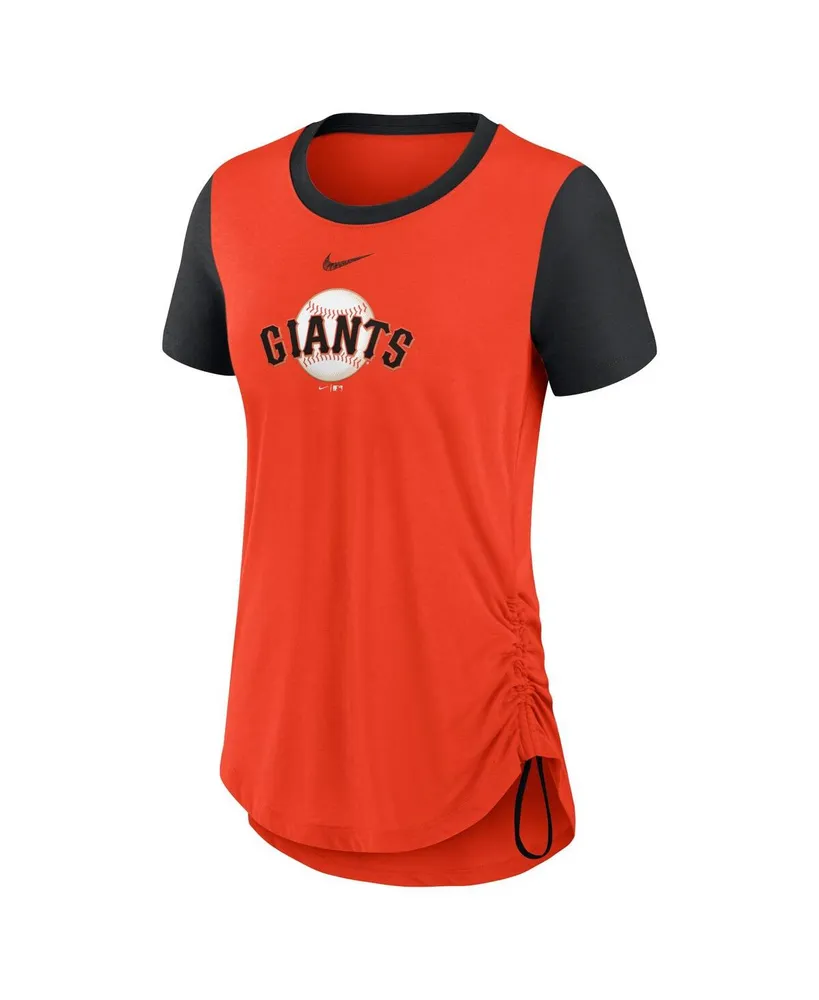Women's Nike Orange San Francisco Giants Hipster Swoosh Cinched Tri-Blend Performance Fashion T-shirt