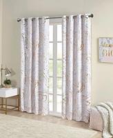 Intelligent Design Rebecca Grommet Top Printed Marble Metallic Total Blackout 1-Piece Curtain Panel, 50" x 63"