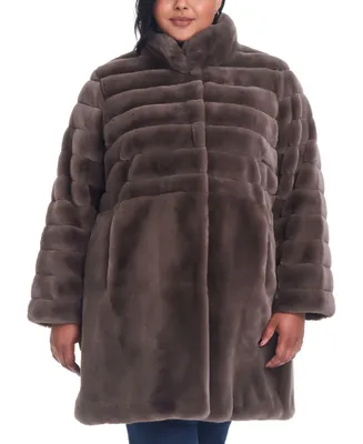 Jones New York Women's Plus Faux-Fur Coat