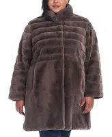 Jones New York Women's Plus Size Faux-Fur Coat