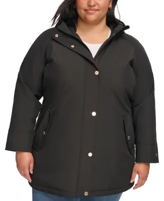 Tommy Hilfiger Women's Plus Hooded Anorak Raincoat