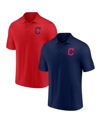 Men's Fanatics Navy, Red Cleveland Guardians Primary Logo Polo Shirt Combo Set