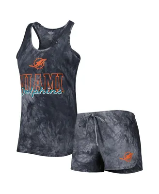 Women's Concepts Sport Charcoal Miami Dolphins Billboard Scoop Neck Racerback Tank and Shorts Sleep Set