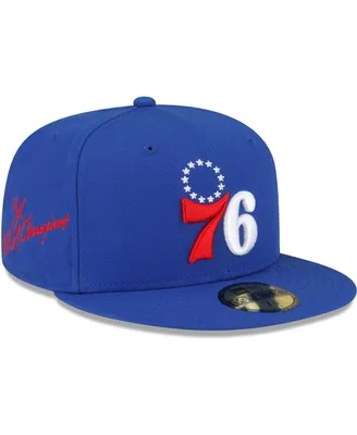 Men's New Era Royal Philadelphia 76ers 3x Nba Finals Champions Dual-Tone Logo 59FIFTY Fitted Hat