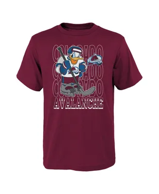 Big Boys and Girls Burgundy Colorado Avalanche Disney Donald Duck Three-Peat T-shirt
