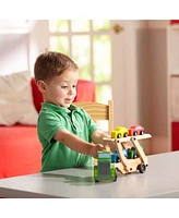 Melissa & Doug Car Carrier Truck and Cars Wooden Toy Set With 1 Truck and 4 Cars