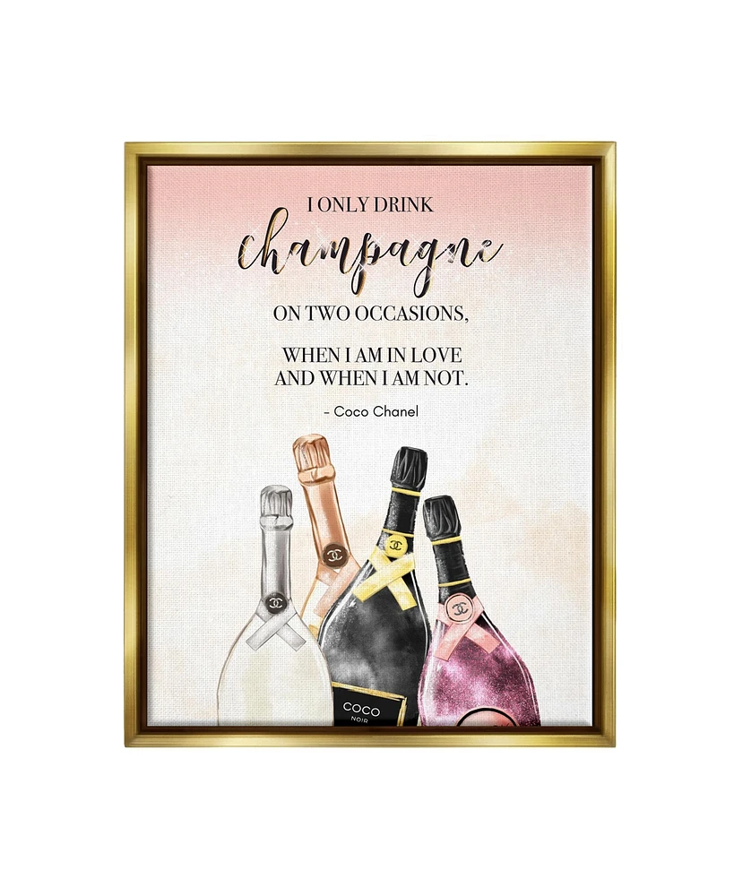 Stupell Industries Champagne and Love Quote Framed Floater Canvas Wall Art, 17" x 1.7" x 21" - Multi