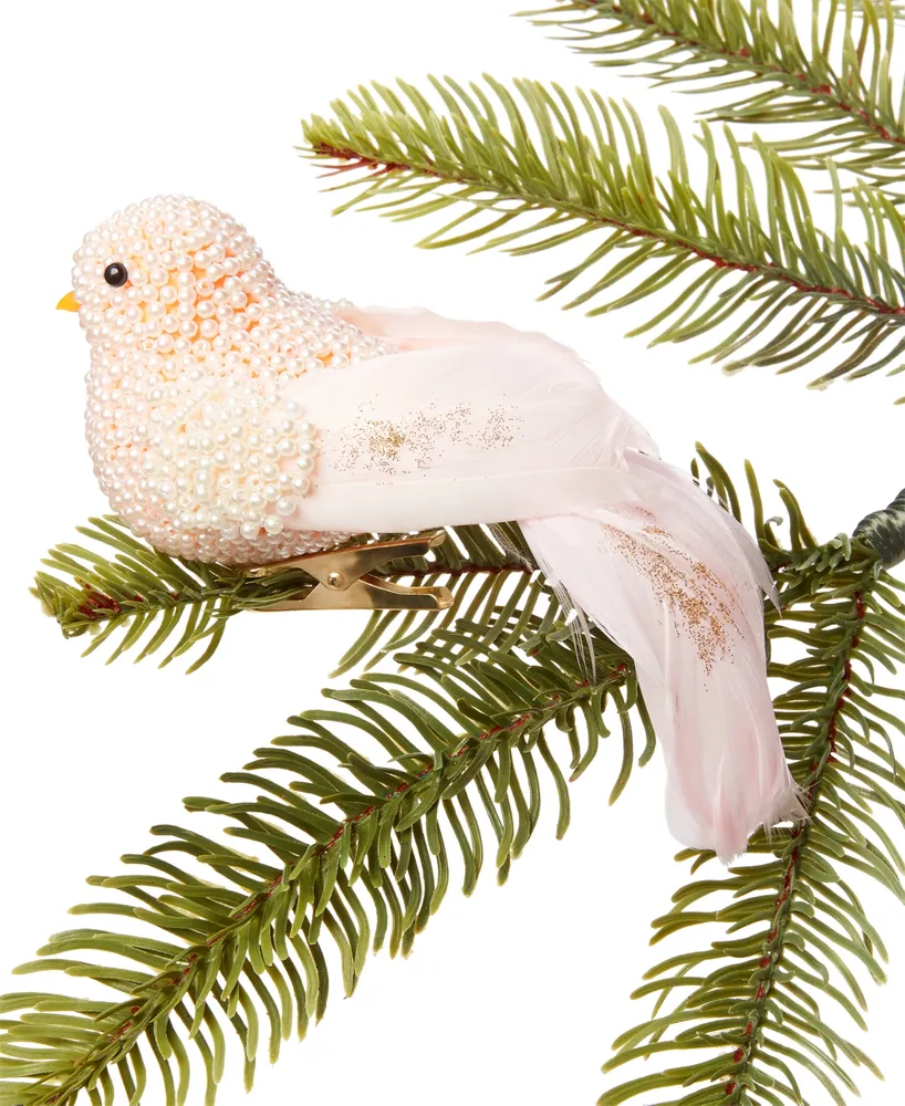 Holiday Lane Shimmer and Light Pink Bird Clip Ornament, Exclusively at Macy's