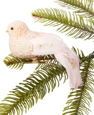 Holiday Lane Shimmer and Light Pink Bird Clip Ornament, Created for Macy's