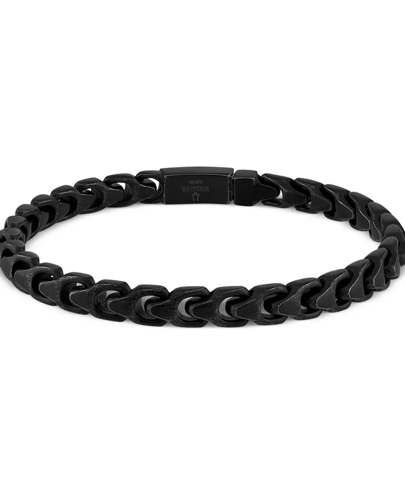 Bulova Men's Link Bracelet in Black-Plated Stainless Steel