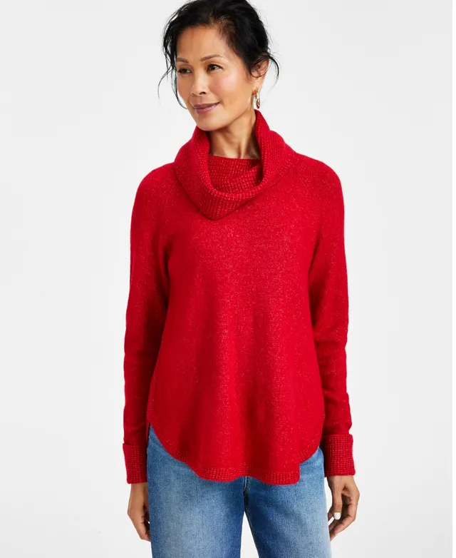 Style & Co Plus Size Waffle-Knit Cowlneck Sweater, Created for