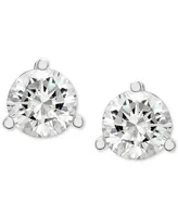 Diamond Three Prong Stud Earrings (5/8 ct. t.w.) in 14k White Gold