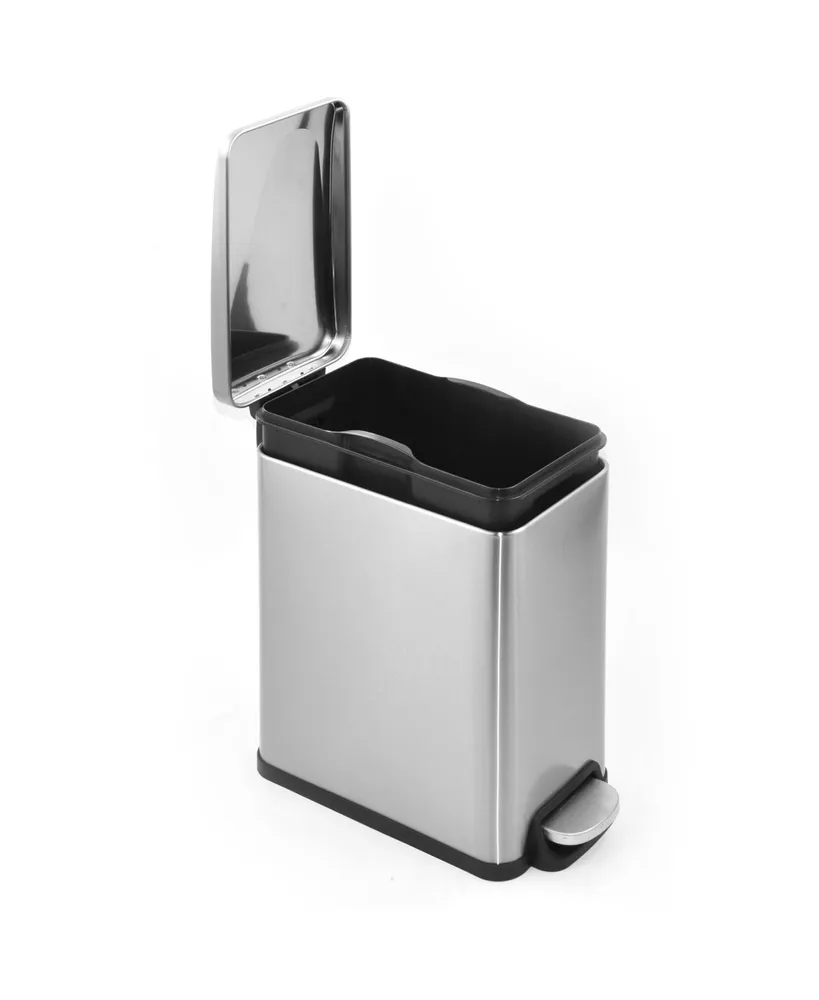 2.6 Gal./10 Liter Slim Stainless Steel Step-on Trash Can for Bathroom and Office
