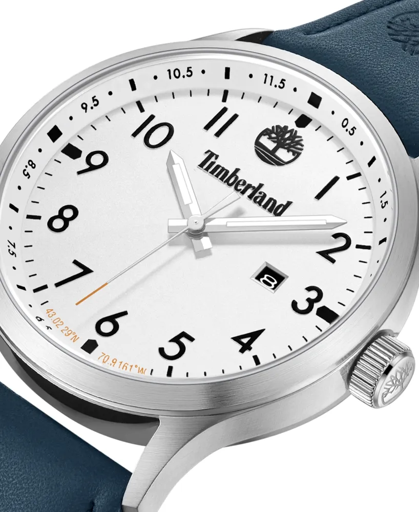 Timberland Men's Quartz Trumbull Dark Blue Genuine Leather Watch 45mm
