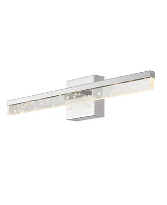 Mario 22" 1-Light Modern Contemporary 360-Degree Rotatable Iron, Seeded Acrylic Integrated Led Vanity Light