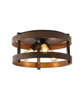 Cooper 16" 3-Light Farmhouse Industrial Iron Led Flush Mount