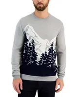 Club Room Men's Merino Knit Mountain Long Sleeve Crewneck Sweater, Created for Macy's