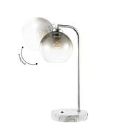 Ada 20" Industrial Contemporary Iron, Glass Led Task Lamp with Usb Charging Port