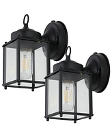 Boston 4.25" 1-Light Farmhouse Industrial Iron, Glass Outdoor Led Sconce, Set of 2