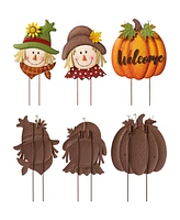 Glitzhome 46" H Fall Metal Stacked Scarecrow And Pumpkin Yard Stake